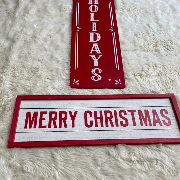 Set of 2 Holidays / Christmas Wooden Decor Signs - Picture 2 of 6